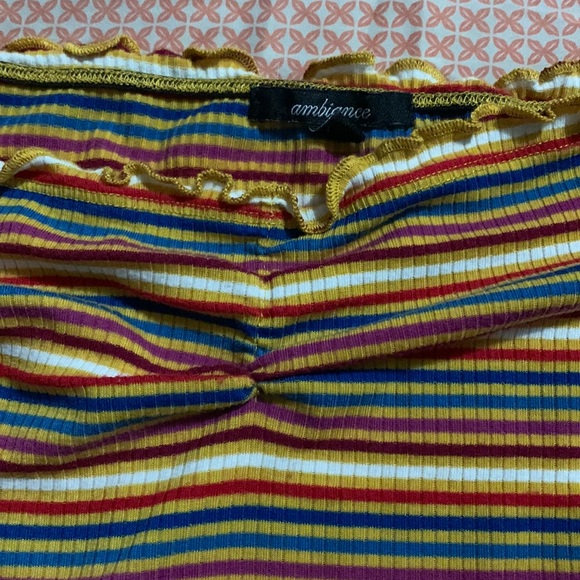 Colorful Striped Off The Shoulder Crop Top - Picture 3 of 3